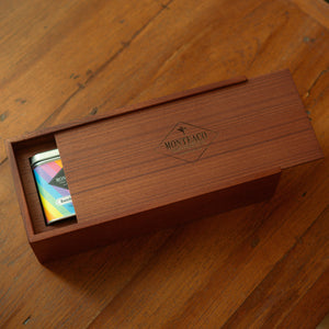 Premium Wood Box Gift Set - 3 Small Tin Cans