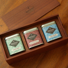 Load image into Gallery viewer, Premium Wood Box Gift Set - 3 Small Tin Cans
